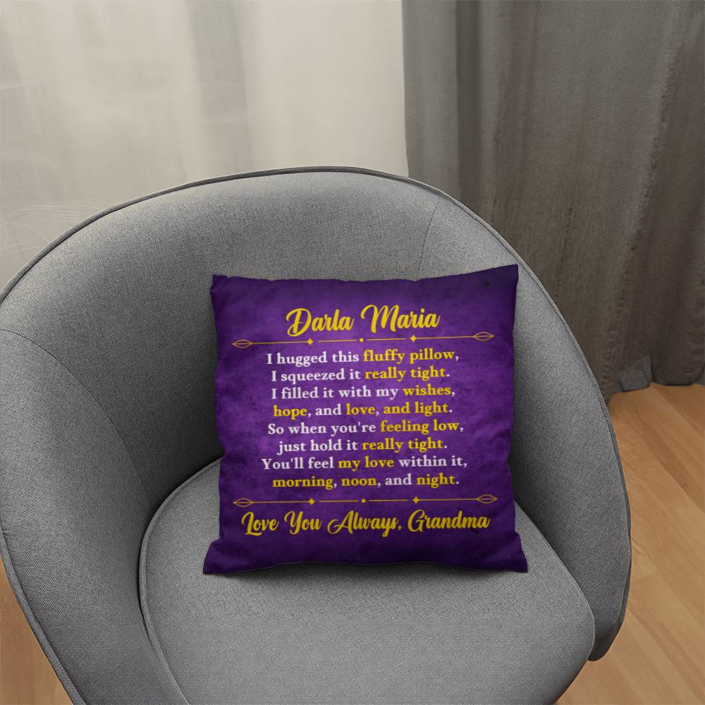 Jewelry Personalized Pillow - Purple - So when you're feeling low, just hold it really tight. You'll feel my love within it,  morning, noon, and night. - Classic Pillow GiftsByJeff Gifts By Jeff Pittsburgh PA