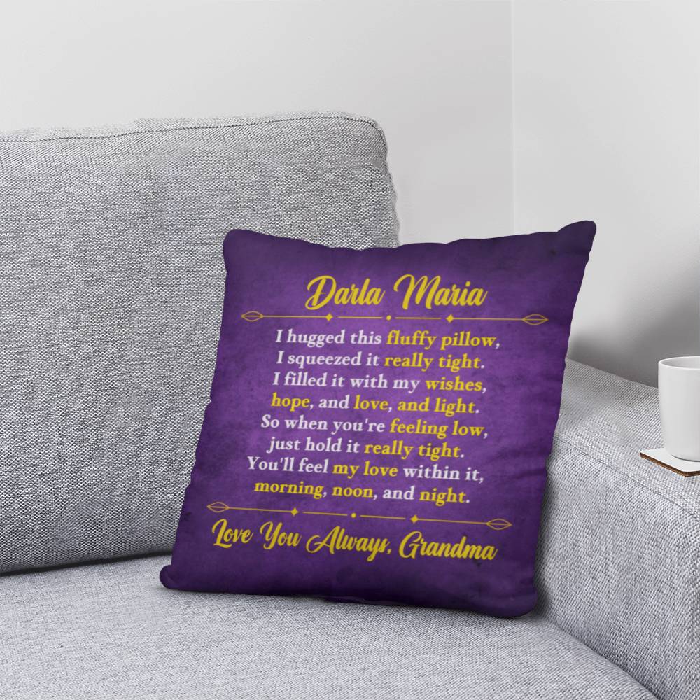 Jewelry Personalized Pillow - Purple - So when you're feeling low, just hold it really tight. You'll feel my love within it,  morning, noon, and night. - Classic Pillow GiftsByJeff Gifts By Jeff Pittsburgh PA