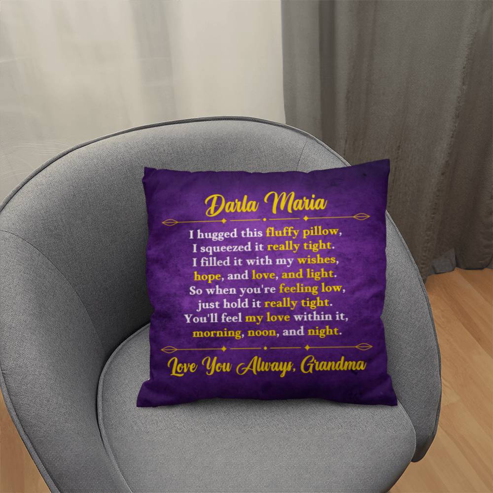 Jewelry Personalized Pillow - Purple - So when you're feeling low, just hold it really tight. You'll feel my love within it,  morning, noon, and night. - Classic Pillow GiftsByJeff Gifts By Jeff Pittsburgh PA