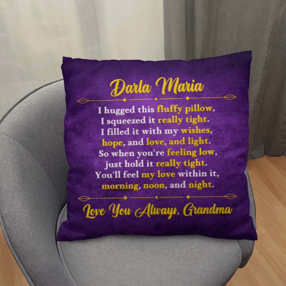 Jewelry Personalized Pillow - Purple - So when you're feeling low, just hold it really tight. You'll feel my love within it,  morning, noon, and night. - Classic Pillow GiftsByJeff Gifts By Jeff Pittsburgh PA