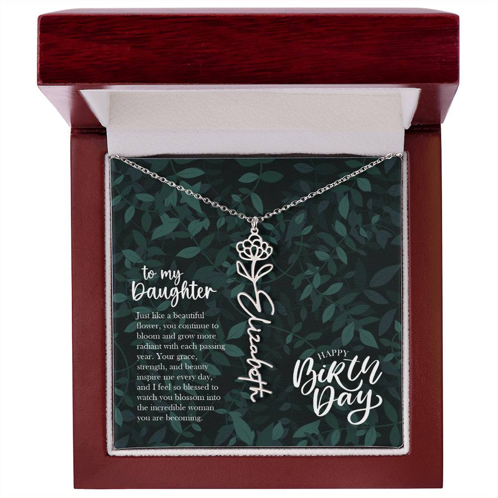 Jewelry Polished Stainless Steel / Luxury Box / November To my Daughter - Just like a beautiful flower, you continue to bloom.. Happy Birthday Birth Flower Custom Name Necklace GiftsByJeff Gifts By Jeff Pittsburgh PA