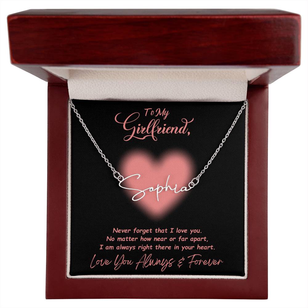 Jewelry Polished Stainless Steel / Luxury Box To My Girlfriend, Love You Always And Forever - Signature Style Name Necklace GiftsByJeff Gifts By Jeff Pittsburgh PA