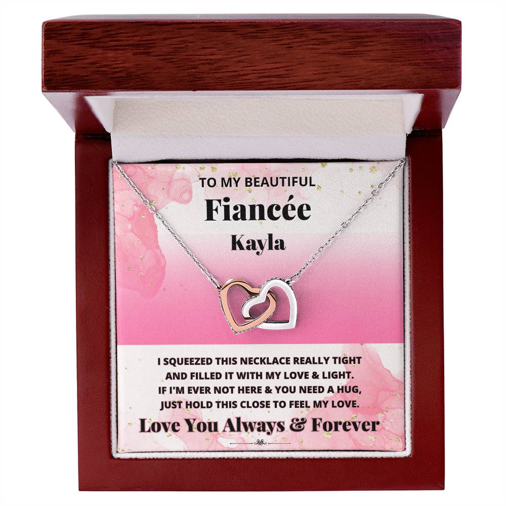 Jewelry Polished Stainless Steel & Rose Gold Finish / Luxury Box To Beautiful Fiancée (Personalized)  -If I'm Ever Not Here & You Need A Hug, - Personalized Interlocking Hearts necklace GiftsByJeff Gifts By Jeff Pittsburgh PA