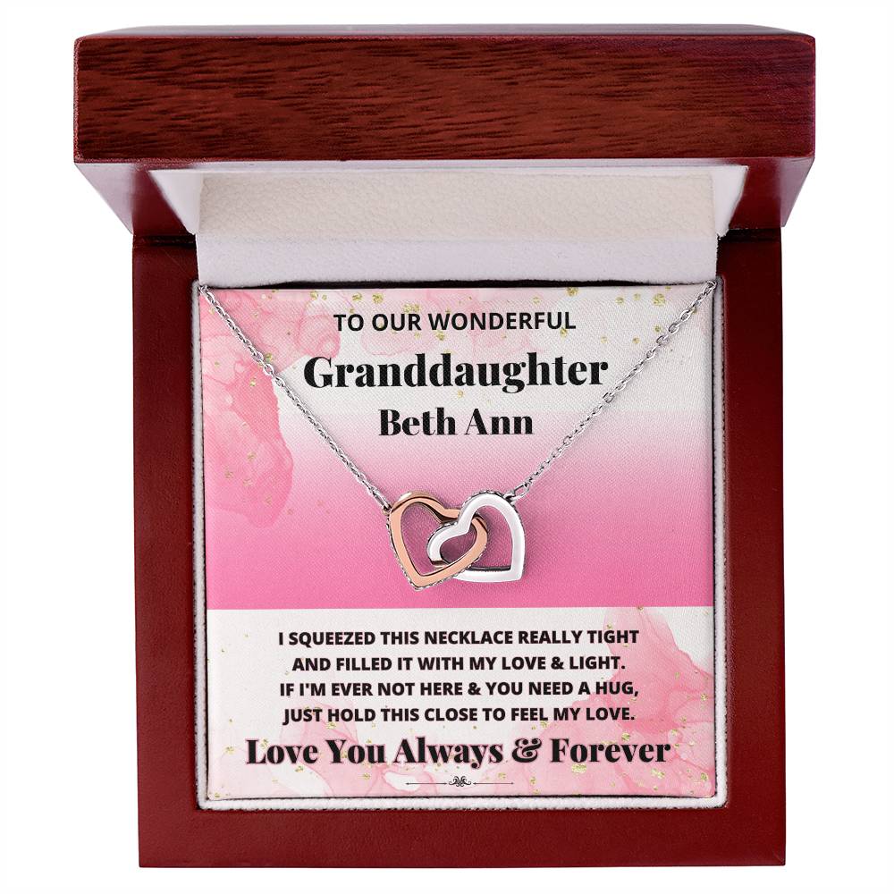 Jewelry Polished Stainless Steel & Rose Gold Finish / Luxury Box To Our Wonderful Granddaughter (Personalized) - If I'm Ever Not Here & You Need A Hug, Just Hold This Close To Feel My Love. - Name Necklace GiftsByJeff Gifts By Jeff Pittsburgh PA