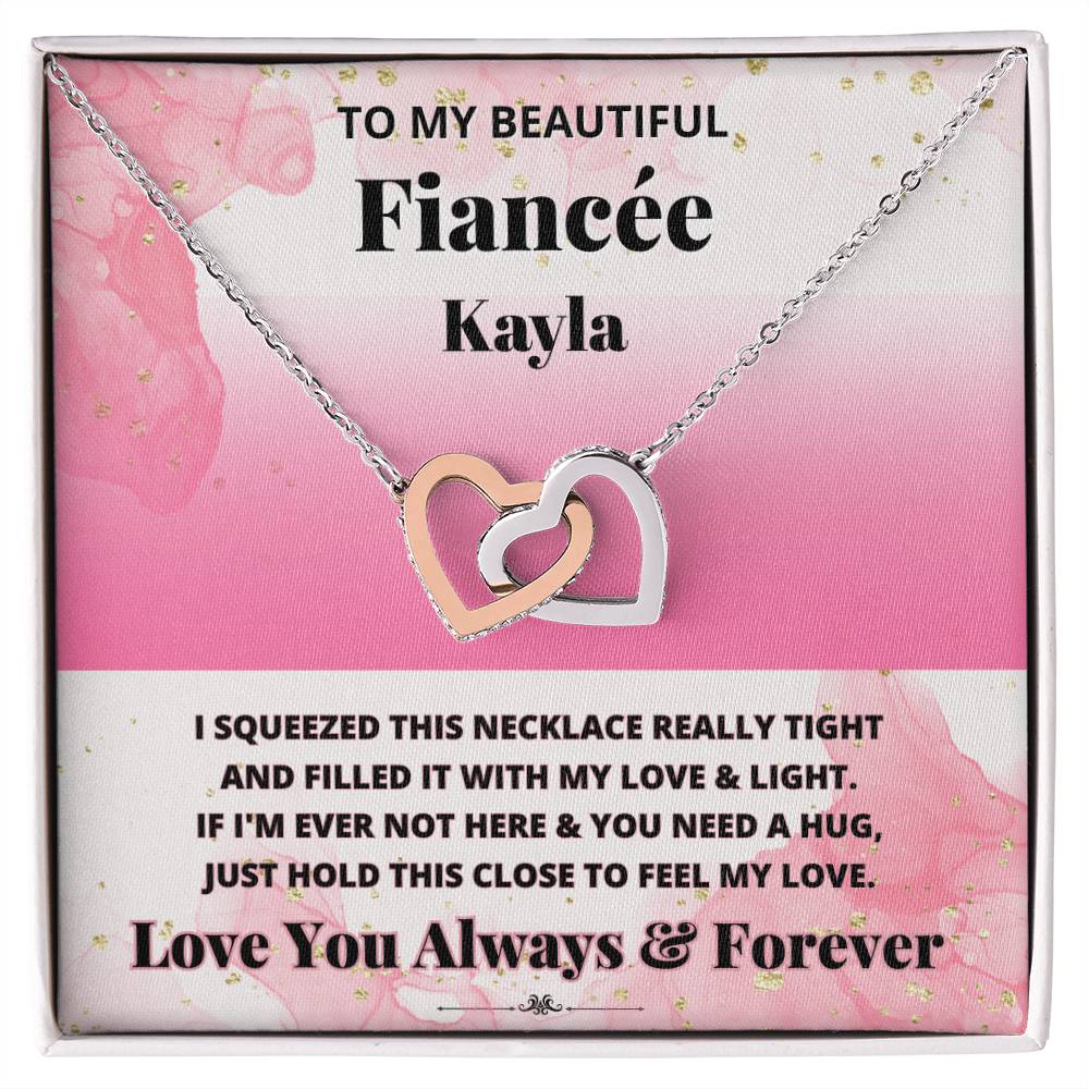 Jewelry Polished Stainless Steel & Rose Gold Finish / Standard Box To Beautiful Fiancée (Personalized)  -If I'm Ever Not Here & You Need A Hug, - Personalized Interlocking Hearts necklace GiftsByJeff Gifts By Jeff Pittsburgh PA