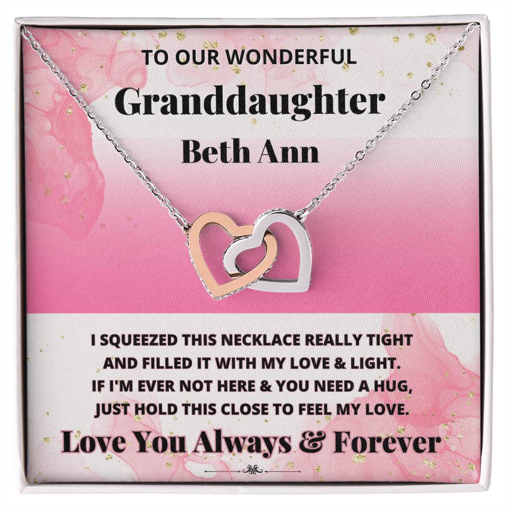 Jewelry Polished Stainless Steel & Rose Gold Finish / Standard Box To Our Wonderful Granddaughter (Personalized) - If I'm Ever Not Here & You Need A Hug, Just Hold This Close To Feel My Love. - Name Necklace GiftsByJeff Gifts By Jeff Pittsburgh PA