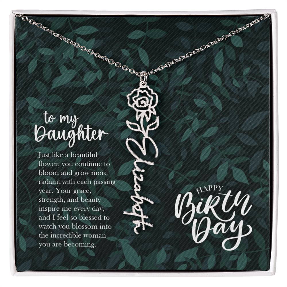 Jewelry Polished Stainless Steel / Standard Box / June To my Daughter - Just like a beautiful flower, you continue to bloom.. Happy Birthday Birth Flower Custom Name Necklace GiftsByJeff Gifts By Jeff Pittsburgh PA