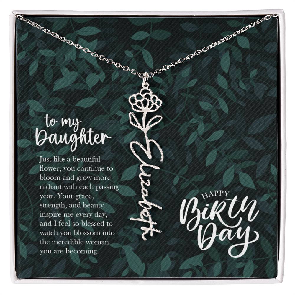 Jewelry Polished Stainless Steel / Standard Box / November To my Daughter - Just like a beautiful flower, you continue to bloom.. Happy Birthday Birth Flower Custom Name Necklace GiftsByJeff Gifts By Jeff Pittsburgh PA