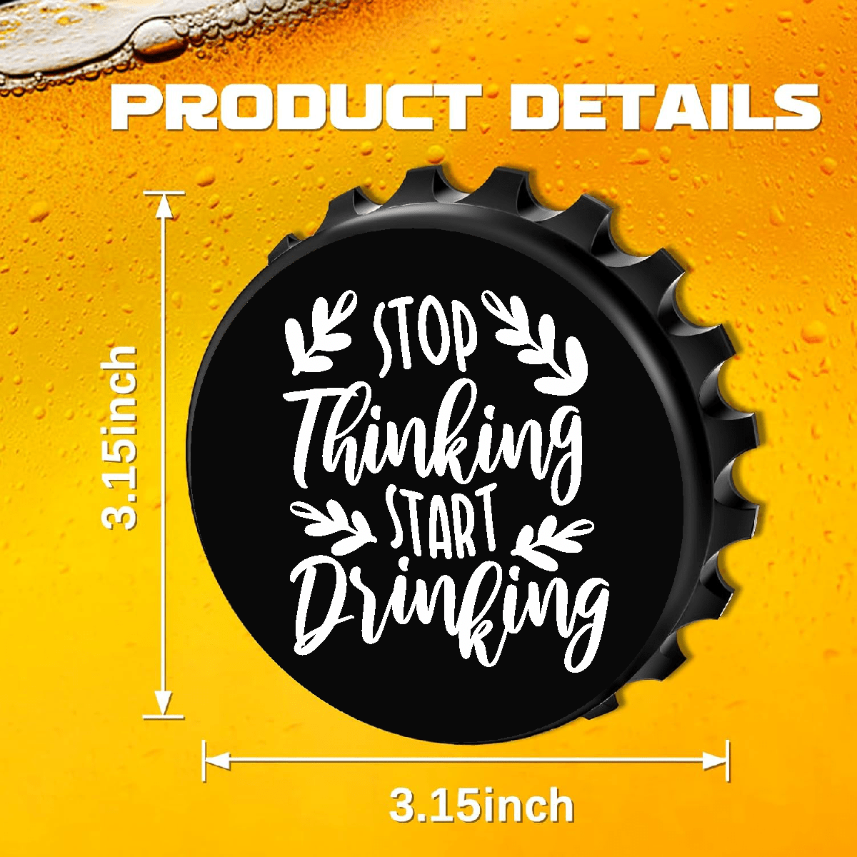 accessories Stop Thinking, Start Drinking - Designer Beer Bottle Opener Magnet for Refrigerator, Gifts for Beer Lovers, Black GiftsByJeff Gifts By Jeff Pittsburgh PA