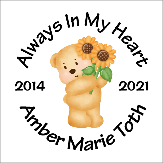 Car Decals Sunflower Bear Full Color - Celebration Of Life Decal GiftsByJeff Gifts By Jeff Pittsburgh PA