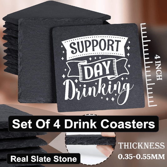 accessories Support Day Drinking - Set of 4 Black Slate Stone Coasters GiftsByJeff Gifts By Jeff Pittsburgh PA