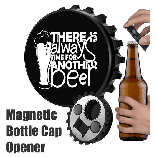 accessories There Is Always Time For Another Beer - Designer Beer Bottle Opener Magnet for Refrigerator, Gifts for Beer Lovers, Black GiftsByJeff Gifts By Jeff Pittsburgh PA