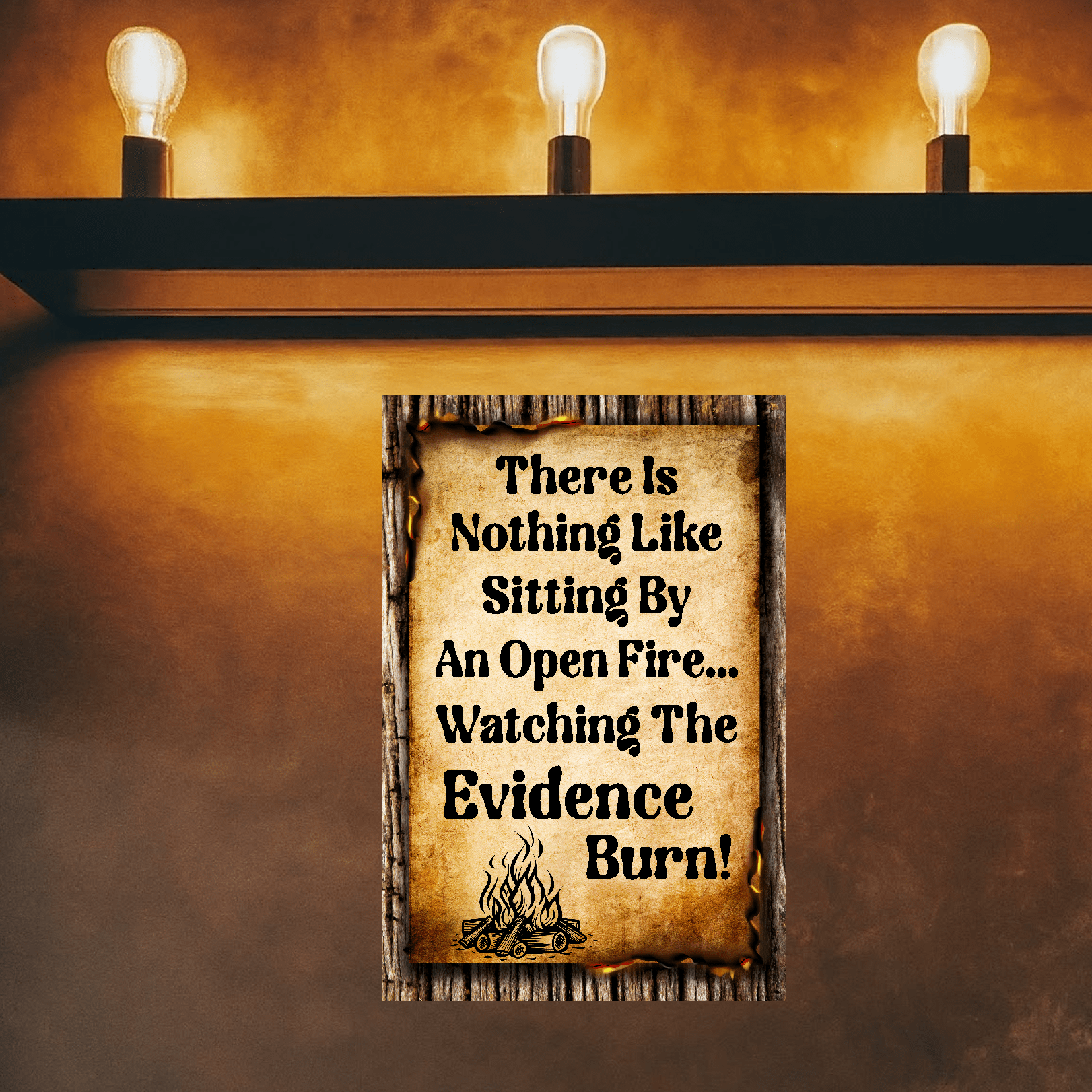 accessories There Is Nothing Like Sitting By An Open Fire... Watching The Evidence Burn - 12" x 18" Vintage Metal Sign GiftsByJeff Gifts By Jeff Pittsburgh PA