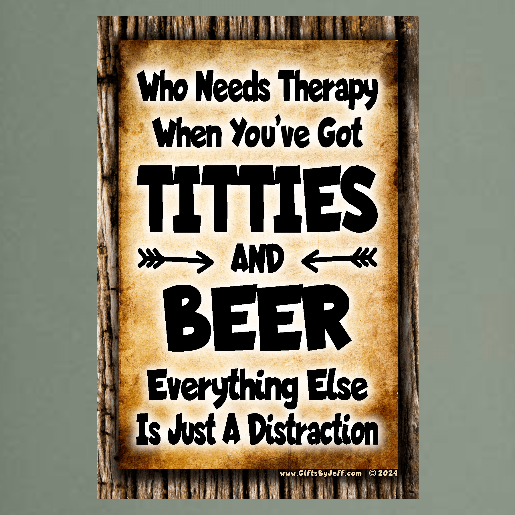 accessories Titties & Beer, Everything Else Is Just A Distraction - 12" x 18" Vintage Metal Sign (Free Bottle Opener) GiftsByJeff Gifts By Jeff Pittsburgh PA