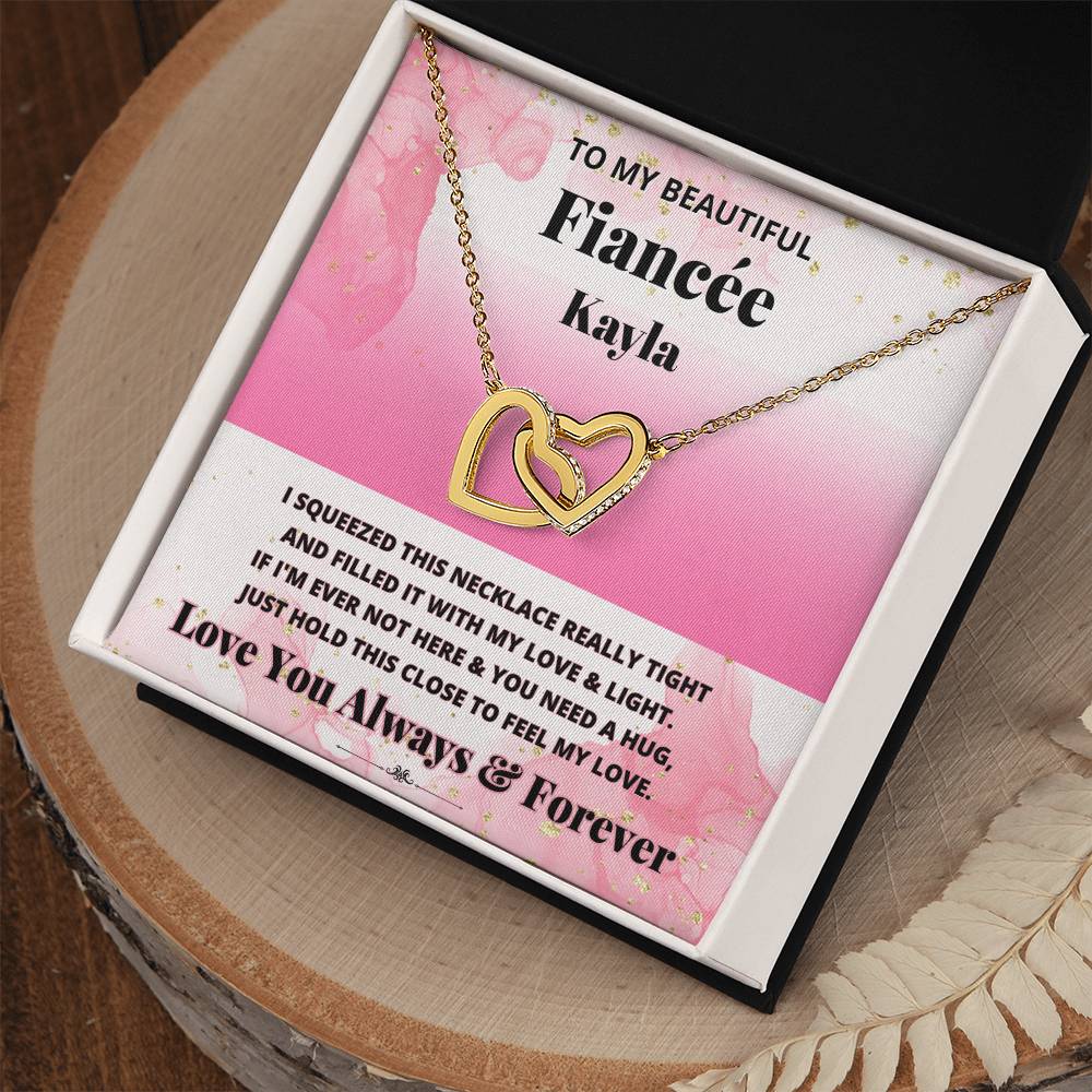 Jewelry To Beautiful Fiancée (Personalized)  -If I'm Ever Not Here & You Need A Hug, - Personalized Interlocking Hearts necklace GiftsByJeff Gifts By Jeff Pittsburgh PA