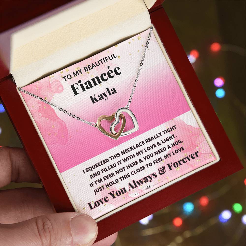 Jewelry To Beautiful Fiancée (Personalized)  -If I'm Ever Not Here & You Need A Hug, - Personalized Interlocking Hearts necklace GiftsByJeff Gifts By Jeff Pittsburgh PA