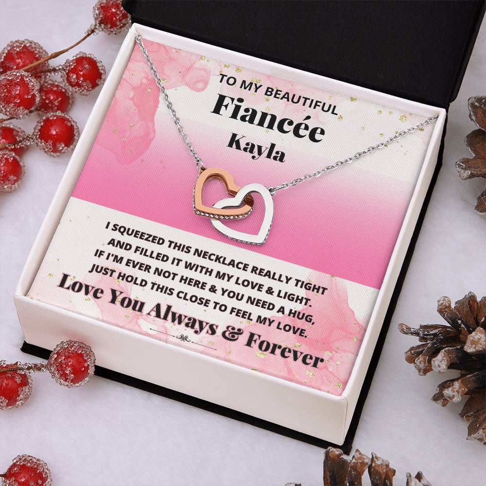 Jewelry To Beautiful Fiancée (Personalized)  -If I'm Ever Not Here & You Need A Hug, - Personalized Interlocking Hearts necklace GiftsByJeff Gifts By Jeff Pittsburgh PA