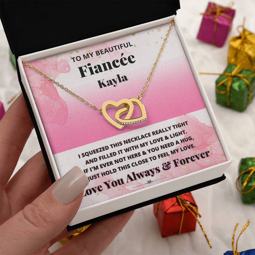 Jewelry To Beautiful Fiancée (Personalized)  -If I'm Ever Not Here & You Need A Hug, - Personalized Interlocking Hearts necklace GiftsByJeff Gifts By Jeff Pittsburgh PA