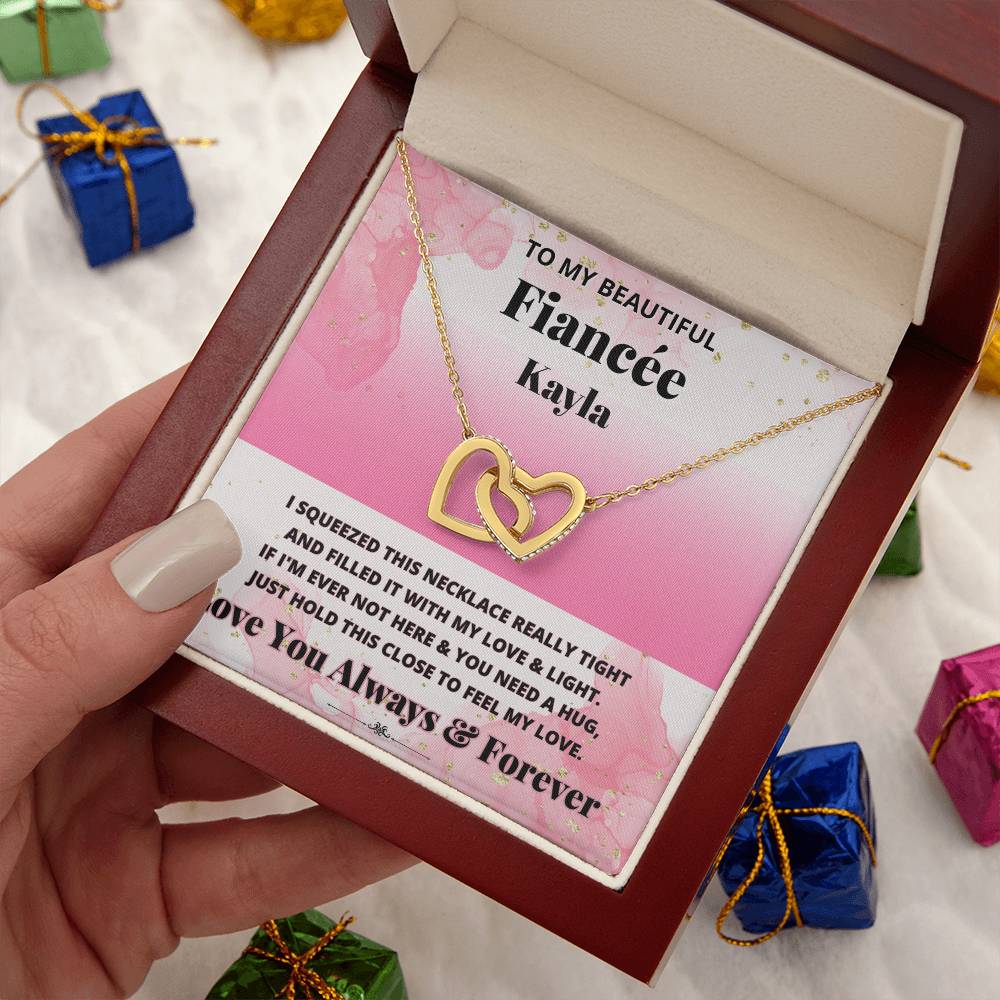 Jewelry To Beautiful Fiancée (Personalized)  -If I'm Ever Not Here & You Need A Hug, - Personalized Interlocking Hearts necklace GiftsByJeff Gifts By Jeff Pittsburgh PA