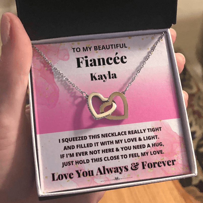 Jewelry To Beautiful Fiancée (Personalized)  -If I'm Ever Not Here & You Need A Hug, - Personalized Interlocking Hearts necklace GiftsByJeff Gifts By Jeff Pittsburgh PA