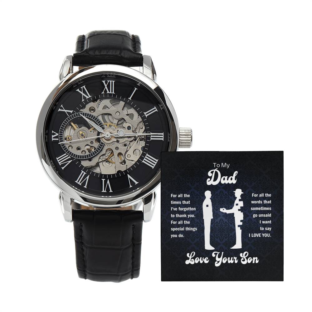 Jewelry To My Dad, For All The Times I've Forgotten To Thank You, Love, Your Son - Men's Openwork Watch GiftsByJeff Gifts By Jeff Pittsburgh PA