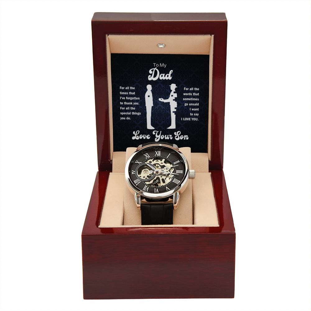 Jewelry To My Dad, For All The Times I've Forgotten To Thank You, Love, Your Son - Men's Openwork Watch GiftsByJeff Gifts By Jeff Pittsburgh PA