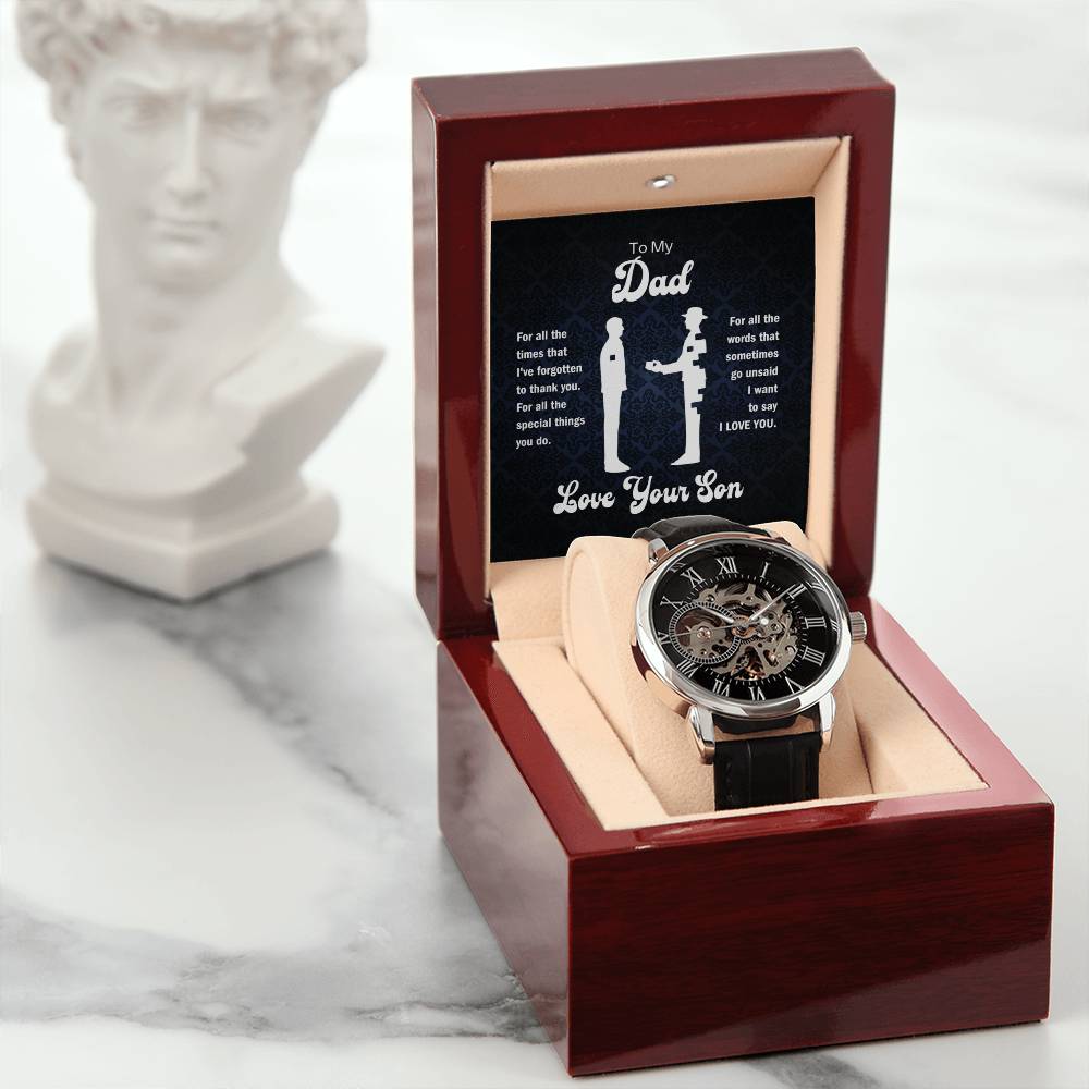 Jewelry To My Dad, For All The Times I've Forgotten To Thank You, Love, Your Son - Men's Openwork Watch GiftsByJeff Gifts By Jeff Pittsburgh PA