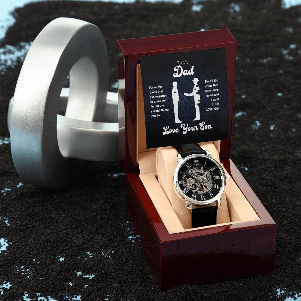 Jewelry To My Dad, For All The Times I've Forgotten To Thank You, Love, Your Son - Men's Openwork Watch GiftsByJeff Gifts By Jeff Pittsburgh PA