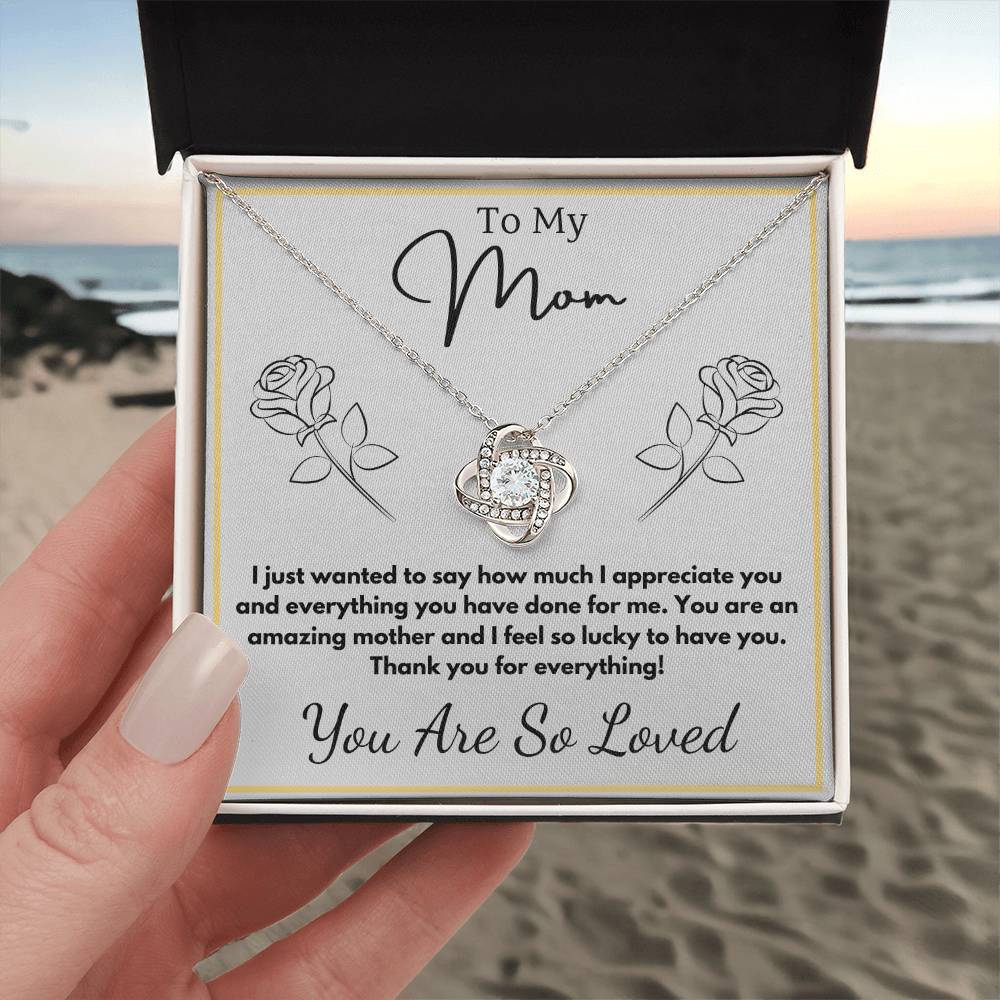 Jewelry To My Mom - You are an amazing mother and I feel so lucky to have you. - Love Knot Necklace with Personalized Signature Line GiftsByJeff Gifts By Jeff Pittsburgh PA