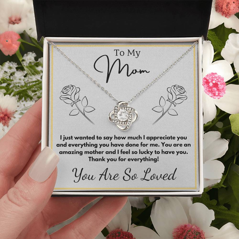 Jewelry To My Mom - You are an amazing mother and I feel so lucky to have you. - Love Knot Necklace with Personalized Signature Line GiftsByJeff Gifts By Jeff Pittsburgh PA