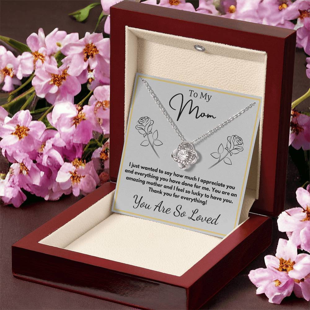 Jewelry To My Mom - You are an amazing mother and I feel so lucky to have you. - Love Knot Necklace with Personalized Signature Line GiftsByJeff Gifts By Jeff Pittsburgh PA