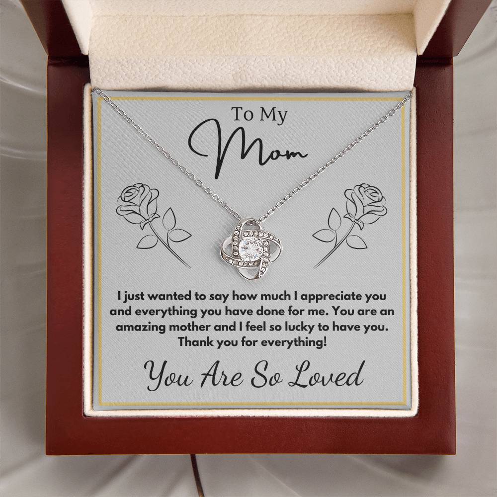 Jewelry To My Mom - You are an amazing mother and I feel so lucky to have you. - Love Knot Necklace with Personalized Signature Line GiftsByJeff Gifts By Jeff Pittsburgh PA