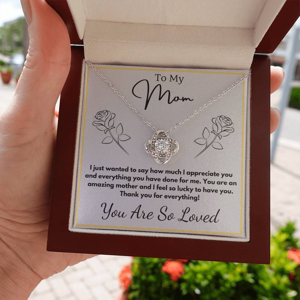 Jewelry To My Mom - You are an amazing mother and I feel so lucky to have you. - Love Knot Necklace with Personalized Signature Line GiftsByJeff Gifts By Jeff Pittsburgh PA