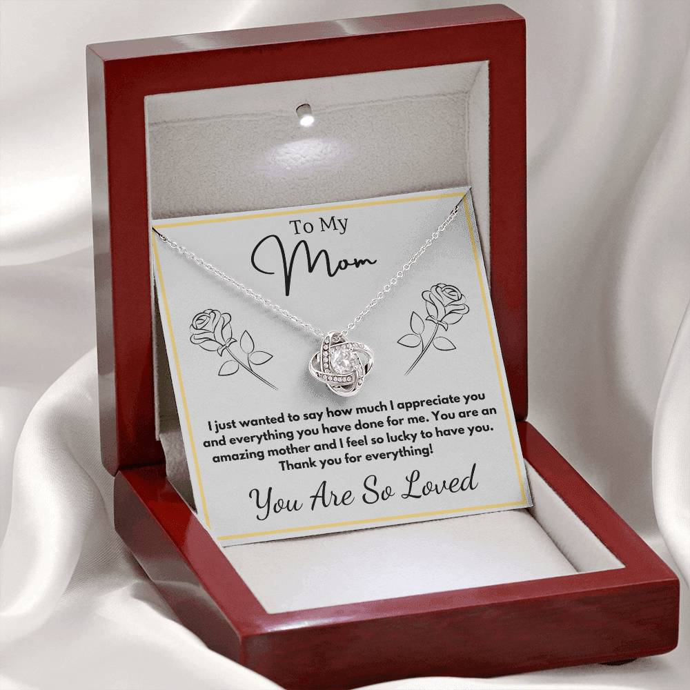 Jewelry To My Mom - You are an amazing mother and I feel so lucky to have you. - Love Knot Necklace with Personalized Signature Line GiftsByJeff Gifts By Jeff Pittsburgh PA