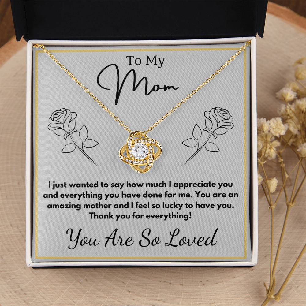 Jewelry To My Mom - You are an amazing mother and I feel so lucky to have you. - Love Knot Necklace with Personalized Signature Line GiftsByJeff Gifts By Jeff Pittsburgh PA