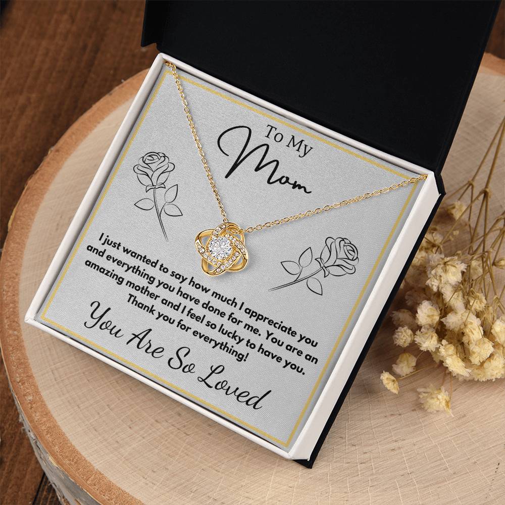 Jewelry To My Mom - You are an amazing mother and I feel so lucky to have you. - Love Knot Necklace with Personalized Signature Line GiftsByJeff Gifts By Jeff Pittsburgh PA