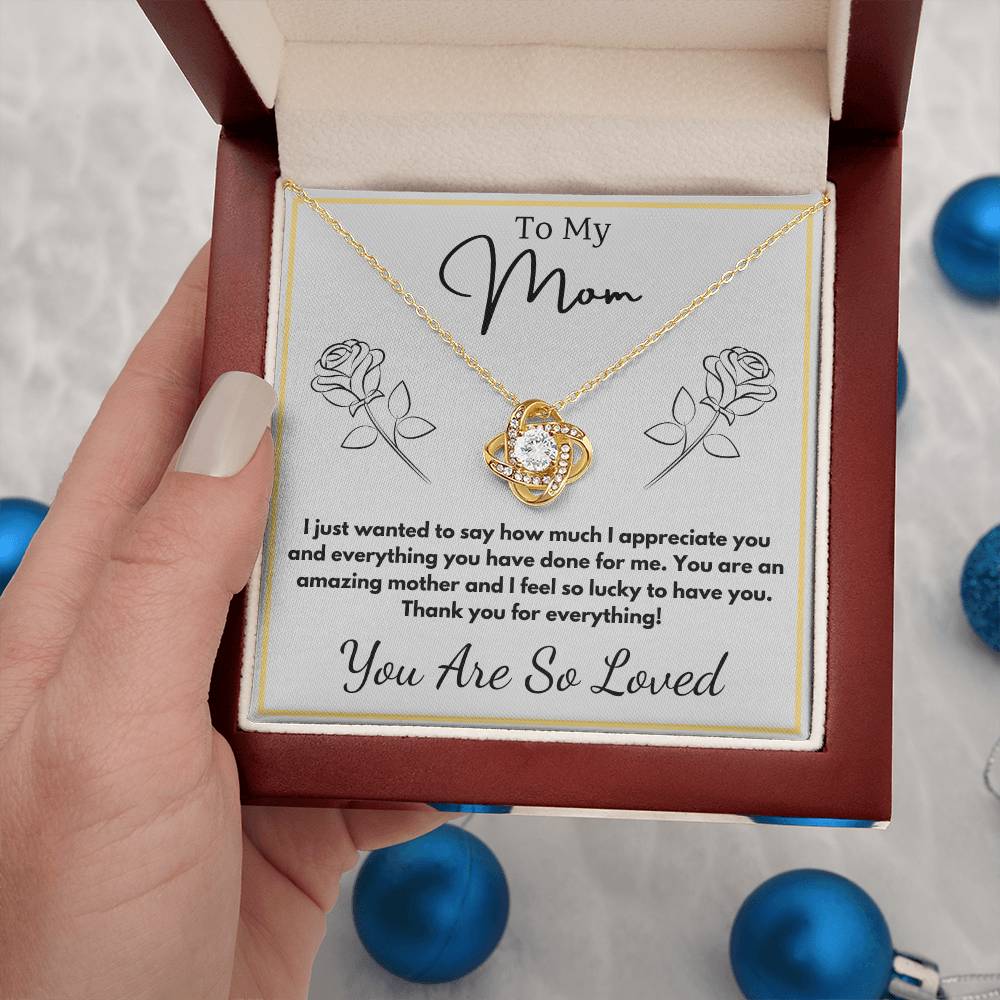 Jewelry To My Mom - You are an amazing mother and I feel so lucky to have you. - Love Knot Necklace with Personalized Signature Line GiftsByJeff Gifts By Jeff Pittsburgh PA