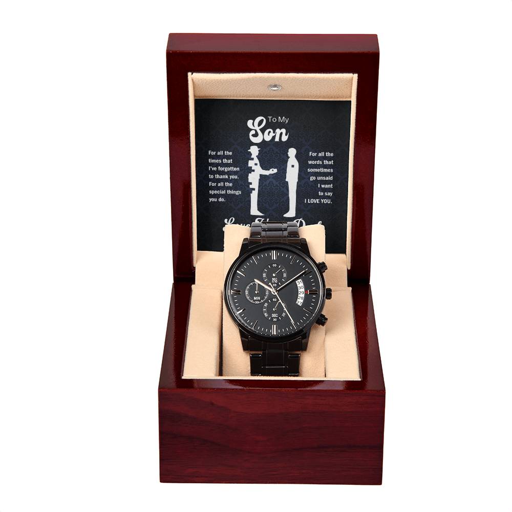 Jewelry To My Son, For All The Special Things You Do, Love, Your Dad - Black Chronograph Watch GiftsByJeff Gifts By Jeff Pittsburgh PA