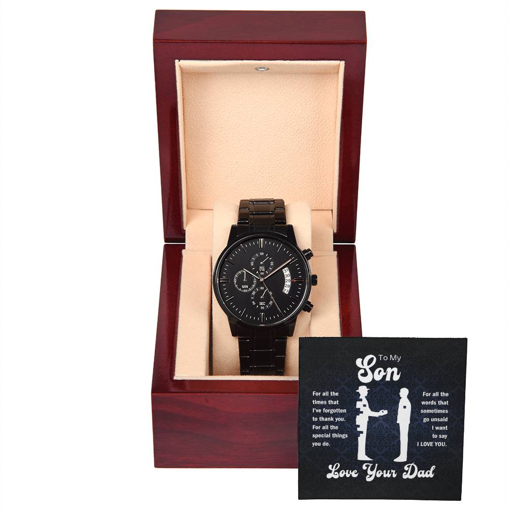 Jewelry To My Son, For All The Special Things You Do, Love, Your Dad - Black Chronograph Watch GiftsByJeff Gifts By Jeff Pittsburgh PA