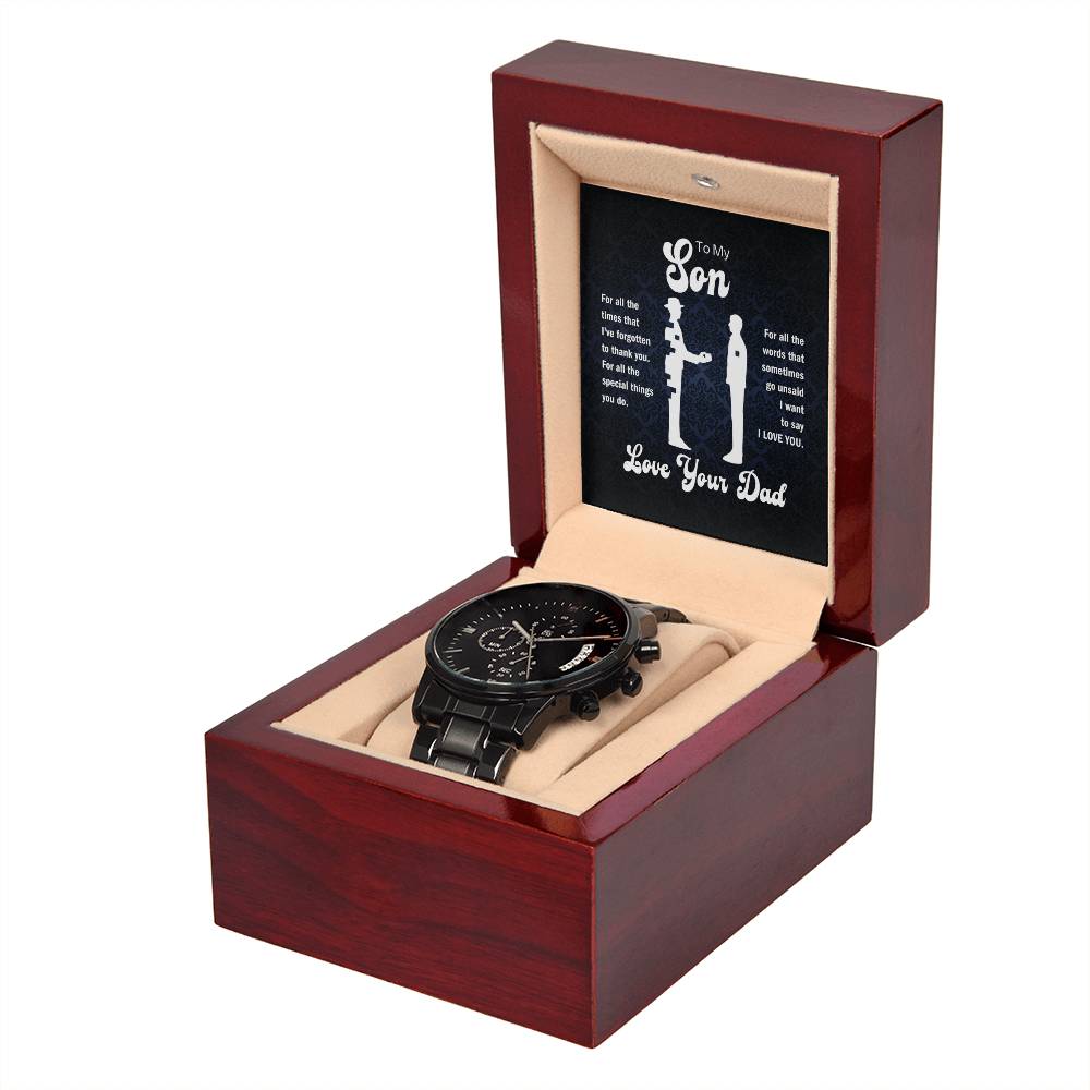 Jewelry To My Son, For All The Special Things You Do, Love, Your Dad - Black Chronograph Watch GiftsByJeff Gifts By Jeff Pittsburgh PA