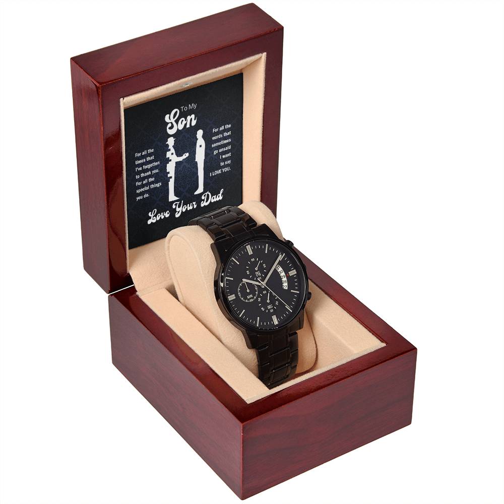 Jewelry To My Son, For All The Special Things You Do, Love, Your Dad - Black Chronograph Watch GiftsByJeff Gifts By Jeff Pittsburgh PA