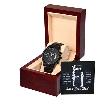 Jewelry To My Son, For All The Special Things You Do, Love, Your Dad - Black Chronograph Watch GiftsByJeff Gifts By Jeff Pittsburgh PA