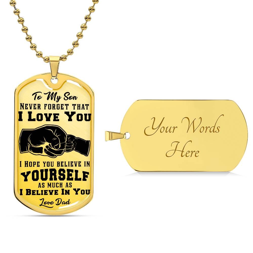 Jewelry To My Son, I Believe In You, Love Dad - Graphic Dog Tag Necklace GiftsByJeff Gifts By Jeff Pittsburgh PA