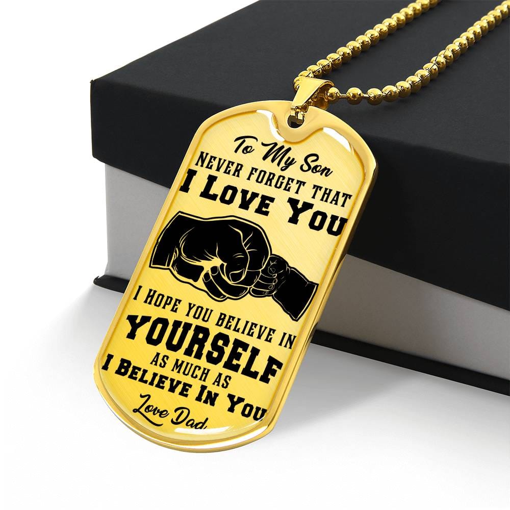 Jewelry To My Son, I Believe In You, Love Dad - Graphic Dog Tag Necklace GiftsByJeff Gifts By Jeff Pittsburgh PA