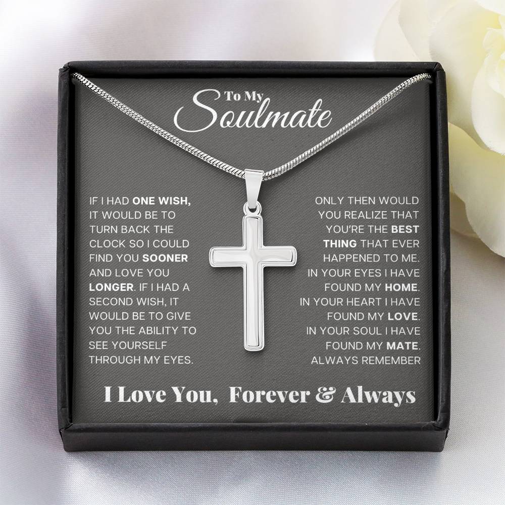 Jewelry To My Soulmate, In Your Soul I Have Found My Mate - Stainless Steel Cross Necklace GiftsByJeff Gifts By Jeff Pittsburgh PA