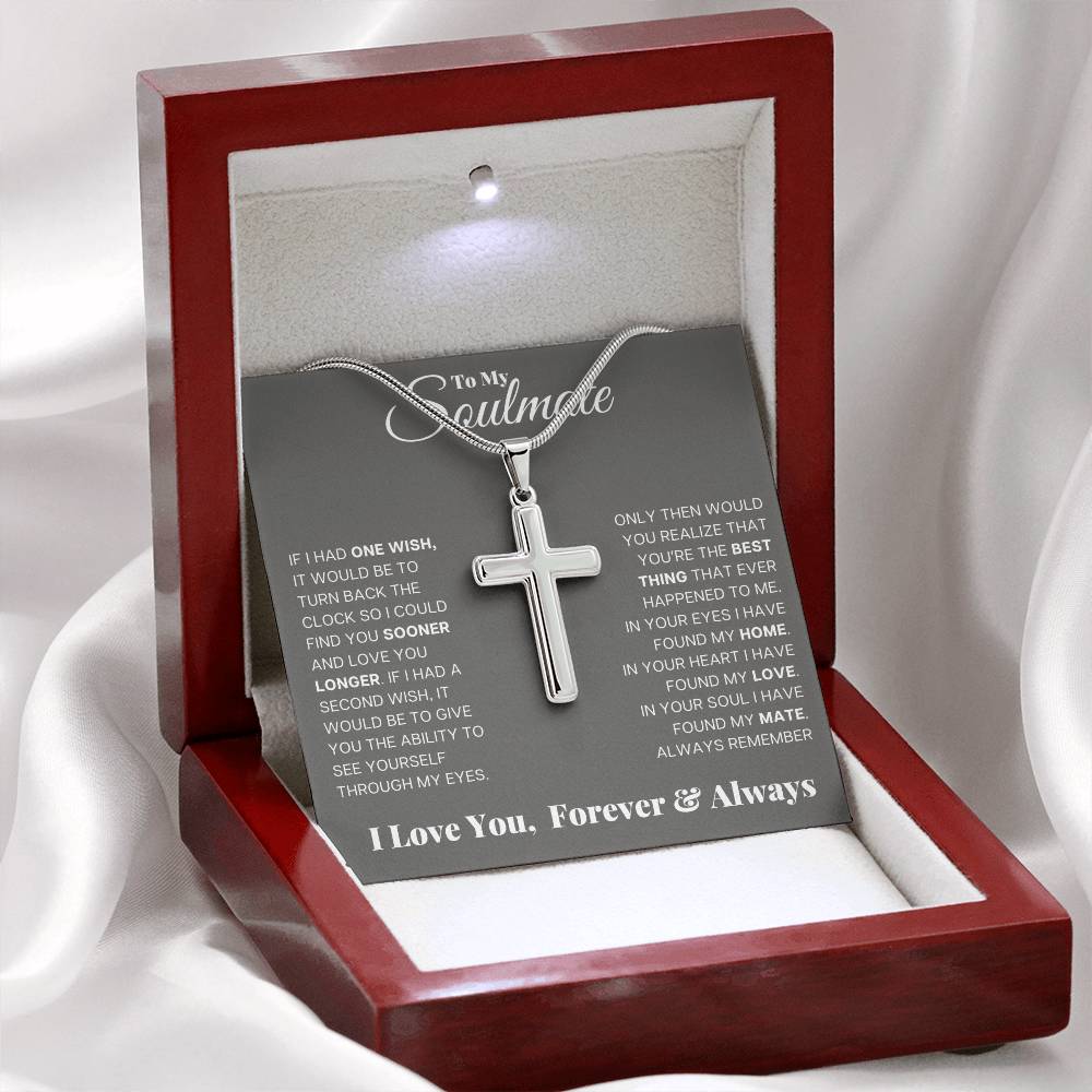 Jewelry To My Soulmate, In Your Soul I Have Found My Mate - Stainless Steel Cross Necklace GiftsByJeff Gifts By Jeff Pittsburgh PA