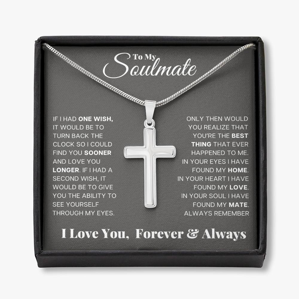 Jewelry To My Soulmate, In Your Soul I Have Found My Mate - Stainless Steel Cross Necklace GiftsByJeff Gifts By Jeff Pittsburgh PA