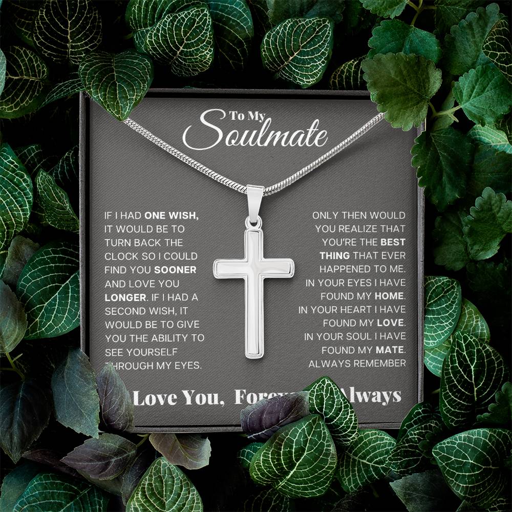 Jewelry To My Soulmate, In Your Soul I Have Found My Mate - Stainless Steel Cross Necklace GiftsByJeff Gifts By Jeff Pittsburgh PA