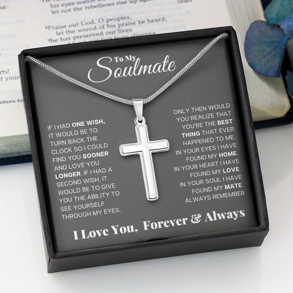 Jewelry To My Soulmate, In Your Soul I Have Found My Mate - Stainless Steel Cross Necklace GiftsByJeff Gifts By Jeff Pittsburgh PA