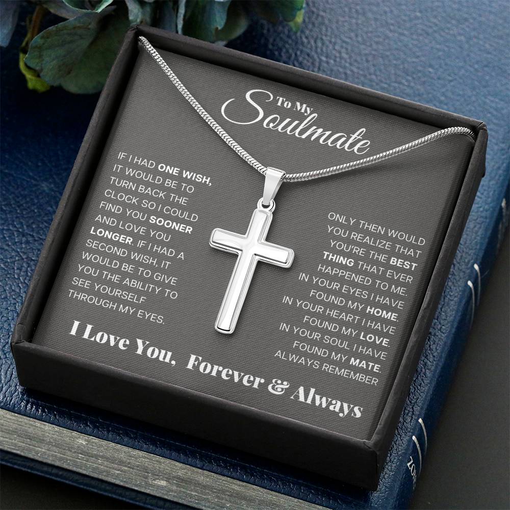 Jewelry To My Soulmate, In Your Soul I Have Found My Mate - Stainless Steel Cross Necklace GiftsByJeff Gifts By Jeff Pittsburgh PA